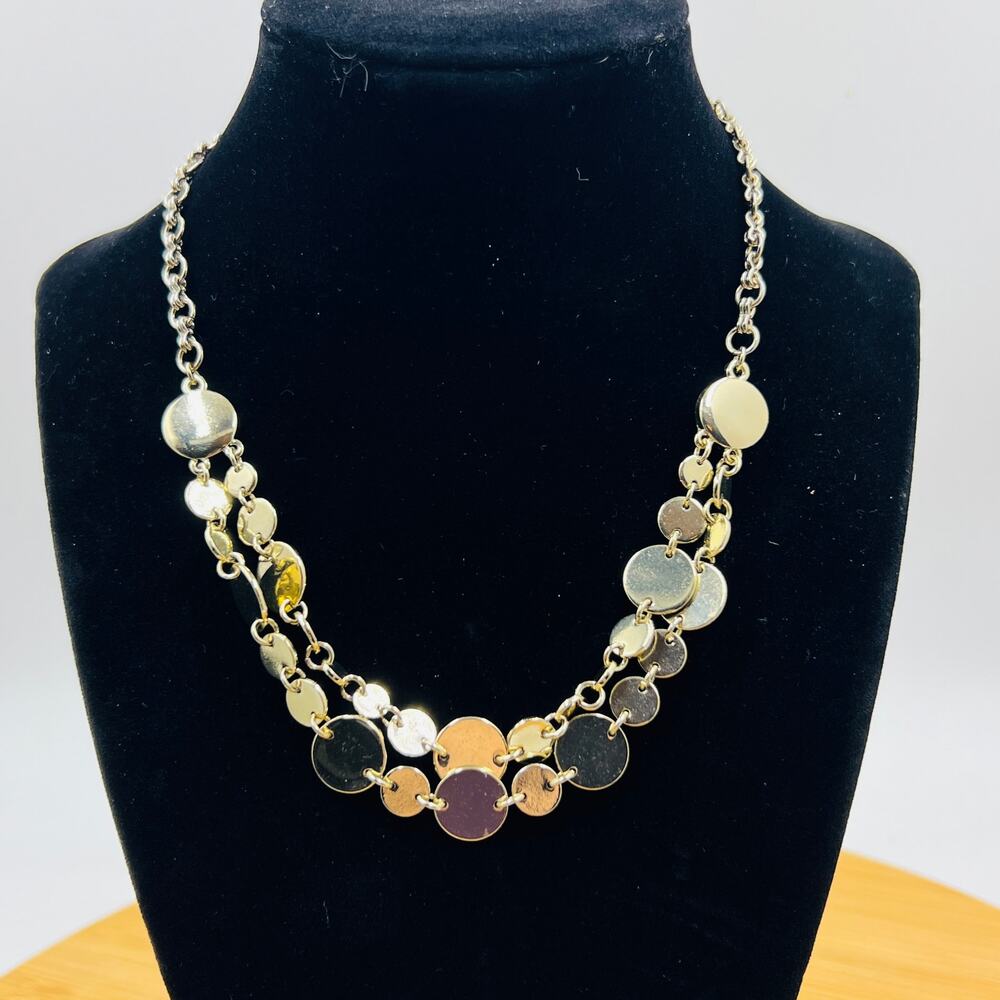 Napier Gold Tone Coin. Necklace 2 Strand 15.5” - 18” Minimalist Classic Heritage
